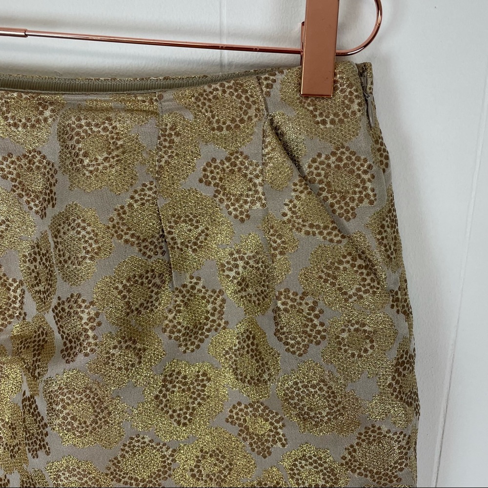 J.Crew Factory Gold Metallic Print Short Skirt - Picture 3 of 7